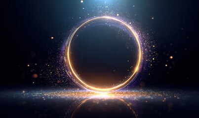 Fototapeta premium Glowing Circle with Sparkles against a Deep Dark Background