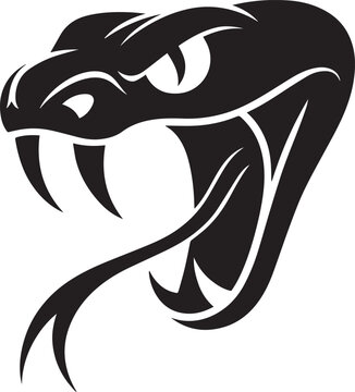Aggressive vector mascot of a cobra snake head with bared fangs.