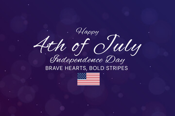 Elegant 4th of July Design with Cursive Typography and Flag