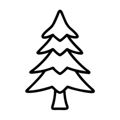 Pine tree icon in black line style on white background