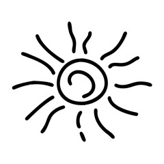 Sun icon in black line style on white background