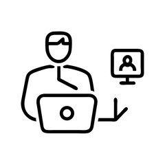 Remote work icon in black line style on white background