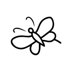 Butterfly icon in black line style on white background