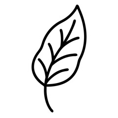Leaf icon in black line style on white background