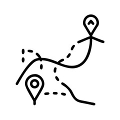 Map route icon in black line style on white background
