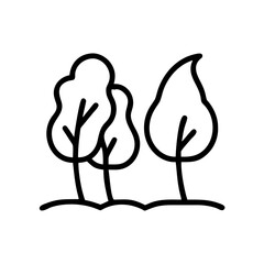 Trees icon in black line style on white background