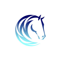 Abstract Horse Head Silhouette in a Gradient Circle