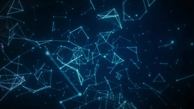 Blue plexus network technology background futuristic connecting dots lines animation