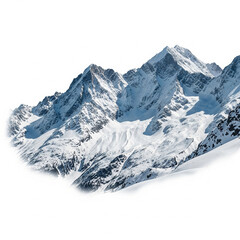 Snowy mountain landscape rugged terrain isolated