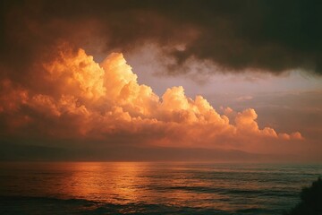Sunset Clouds Over the Ocean