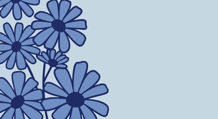 Obraz premium Elegant Blue Floral Side Border