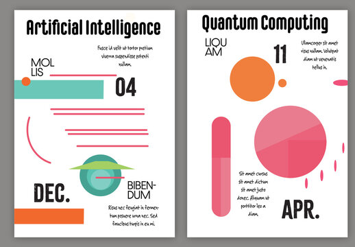 Flyer A4 Abstract Futuristic Simple Geometric Shape Flat Colors