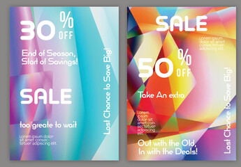 Flyer A4 Sale with Bright Holographic Gradient Glow Background