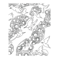 Fototapeta premium Nature-inspired flock silhouettes seamless pattern collection for backgrounds and textiles