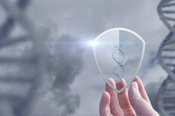 Genetic protection concept with DNA representation.