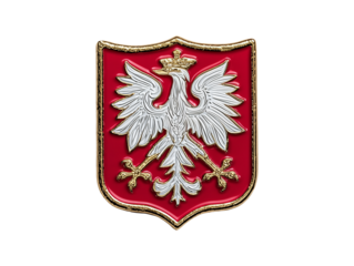 Poland white eagle shield emblem 3d illustration isolated on transparent or white background, png