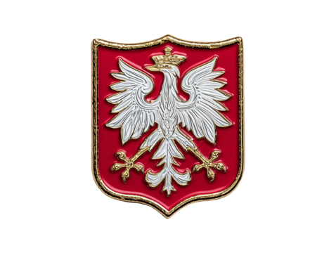 Poland white eagle shield emblem 3d illustration isolated on transparent or white background, png