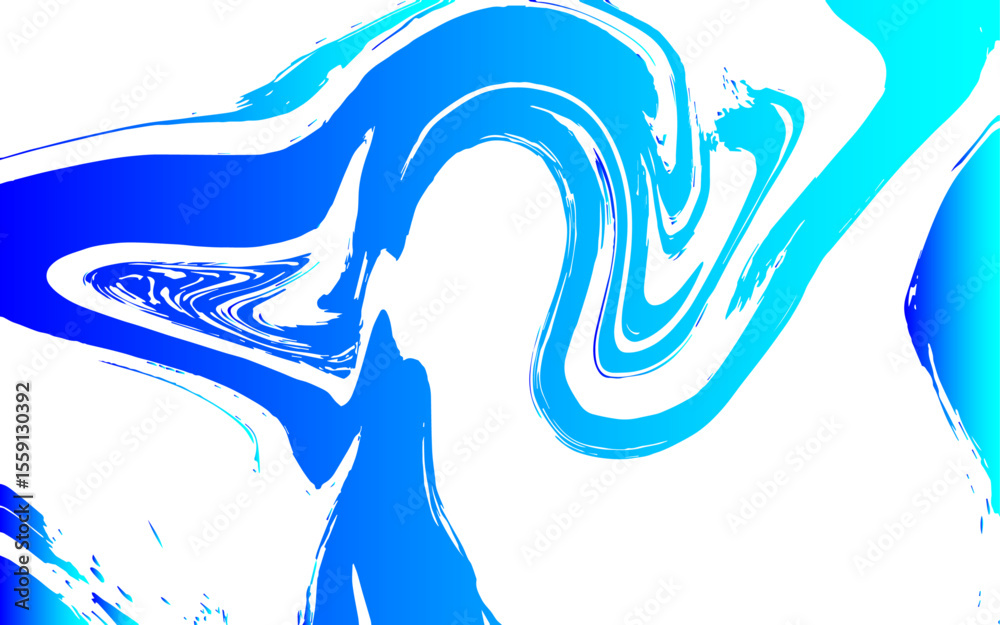 Poster vivid abstract fluid art composition with swirling shades of electric blue and cyan flowing. dynamic