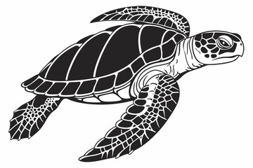 loggerhead turtle sihouette black vector