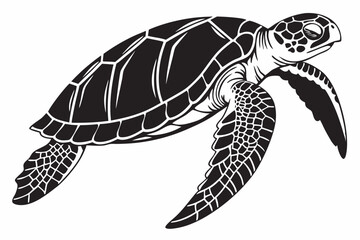 loggerhead turtle sihouette black vector
