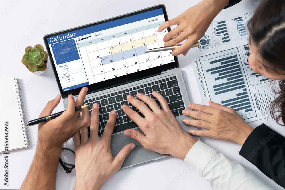 Aufkleber Calendar on computer software application for schedule planning for personal organizer and online business brisk