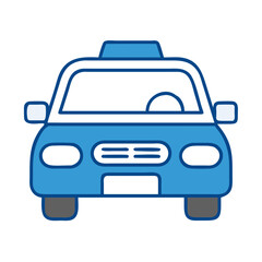 Obraz premium Blue taxi car illustration with a light on top 