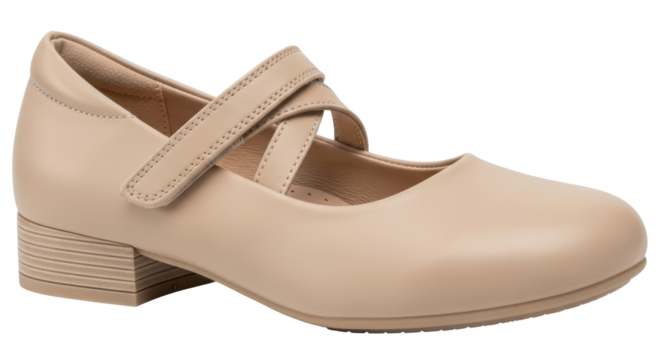 Isolated Beige Mary Jane Shoe