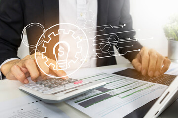 The concept of the gear mechanism of business ideas, calculating the value of investment in business