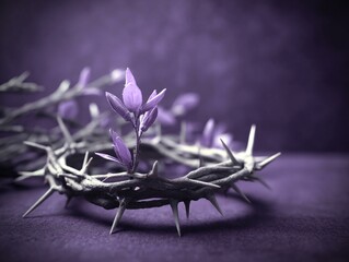 Crown of Thorns with Purple Flowers