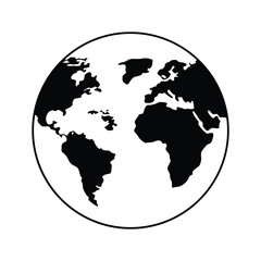 Obraz premium Globe vector illustration of the world map with continents, a symbol of global travel and business across the earth silhouette icon vector on white background