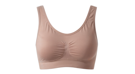 Soft pink seamless bra with gathered detailing on the front  