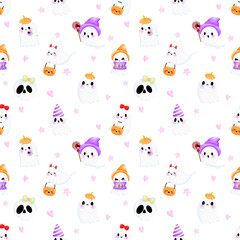 Fototapeta premium Cute ghost pattern seamless