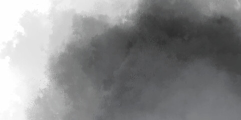 Cloud-Like Smoke Abstract powder or smoke isolated on black background with Gentle Grayscale Gradient. Worn and faded grunge-style black and gray watercolor wash with subtle cloudy details. 