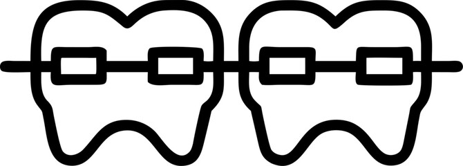 dental braces vector silhouette icon on white or transparent background. Dentistry icon Vector graphics collection for your design. 