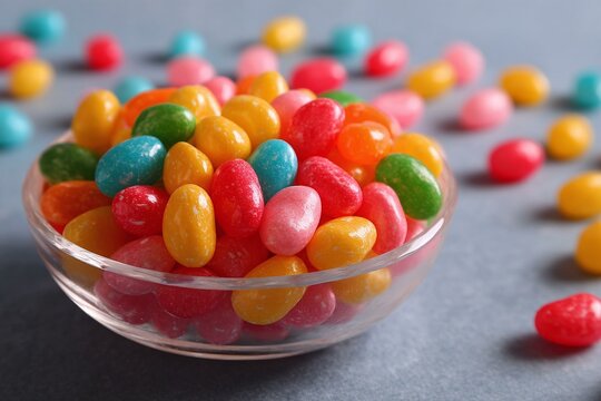 Colorful Jelly Beans in a Glass Bowl - Powered by Adobe