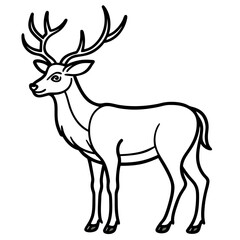Elegant Wapiti and Vole Line Art Design