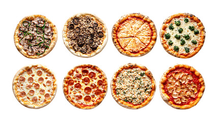 Pack Collection Pizza Perfection Eight Delicious Varieties for Your Menu set against transparent background