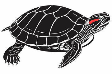 red eared slider sihouette black vector