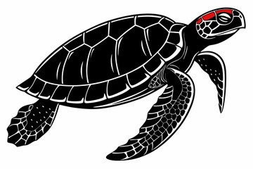 red eared slider sihouette black vector