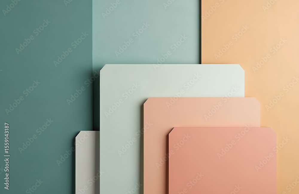 Poster abstract background of colorful flat shapes in pastel shades. minimalist geometric modern style with