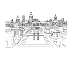 Line Art of Calle de Preciados, Madrid