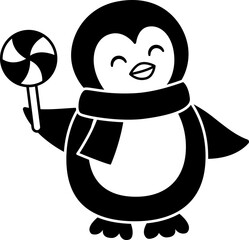 Cute Christmas penguin silhouette flat vector. 
winter christmas penguin illustration isolated.
Transparent background.svg.