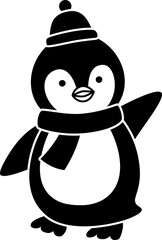 Cute Christmas penguin silhouette flat vector. 
winter christmas penguin illustration isolated.
Transparent background.svg.