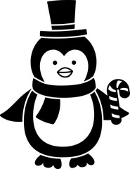 Cute Christmas penguin silhouette flat vector. 
winter christmas penguin illustration isolated.
Transparent background.svg.