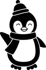 Cute Christmas penguin silhouette flat vector. 
winter christmas penguin illustration isolated.
Transparent background.svg.