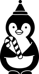 Cute Christmas penguin silhouette flat vector. 
winter christmas penguin illustration isolated.
Transparent background.svg.