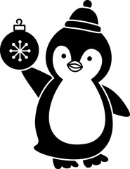 Cute Christmas penguin silhouette flat vector. 
winter christmas penguin illustration isolated.
Transparent background.svg.