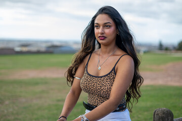young woman in a field