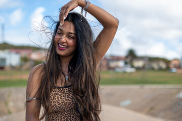 Portrait of happy smiling young woman