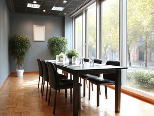 Fototapeta premium Modern Conference Room with Large Windows